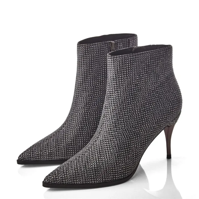 Heeled And Wedge Boots Women Moda In Pelle Keri Monochrome Textile
