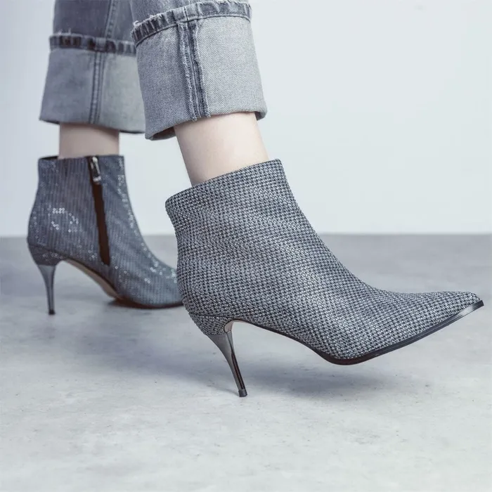 Heeled And Wedge Boots Women Moda In Pelle Keri Monochrome Textile