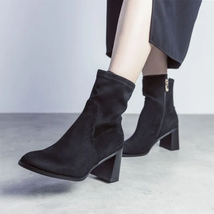 Heeled And Wedge Boots Women Moda In Pelle Marylou Black Alcantara