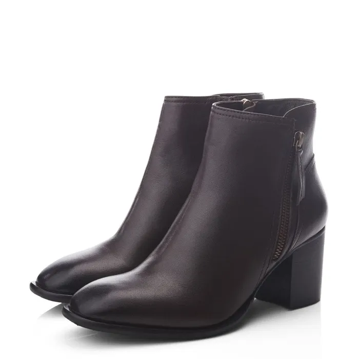 Heeled And Wedge Boots Women Moda In Pelle Nerla Dark Brown Leather
