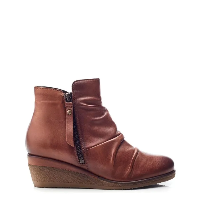 Heeled And Wedge Boots Women Moda In Pelle Olgar Dark Tan Leather