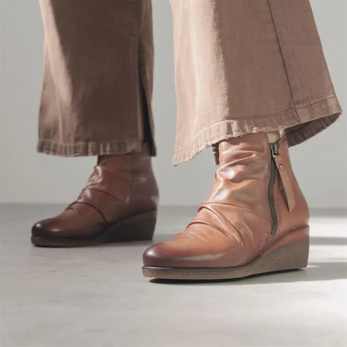 Heeled And Wedge Boots Women Moda In Pelle Olgar Dark Tan Leather