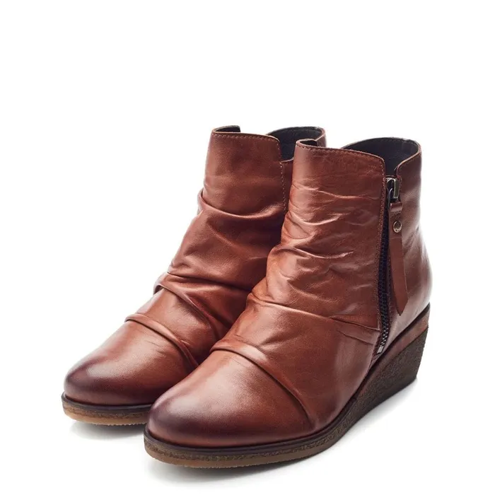 Heeled And Wedge Boots Women Moda In Pelle Olgar Dark Tan Leather