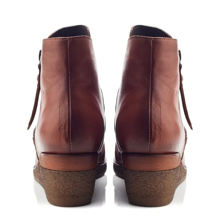 Heeled And Wedge Boots Women Moda In Pelle Olgar Dark Tan Leather