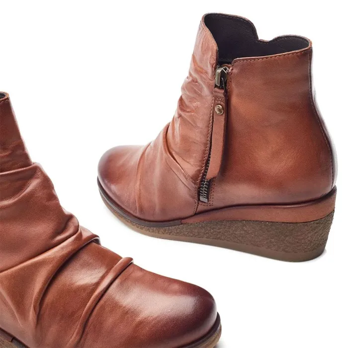 Heeled And Wedge Boots Women Moda In Pelle Olgar Dark Tan Leather