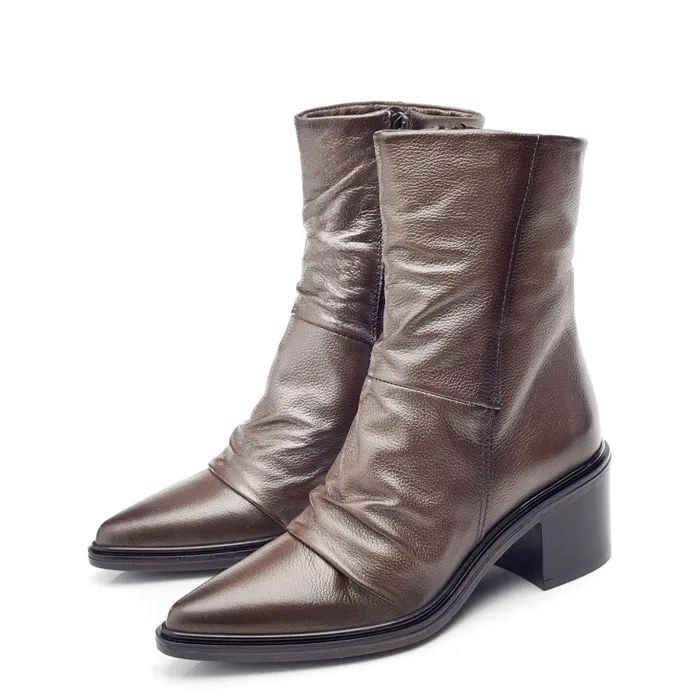 Heeled And Wedge Boots Women Moda In Pelle Oppal Gold Leather