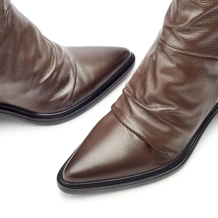 Heeled And Wedge Boots Women Moda In Pelle Oppal Gold Leather
