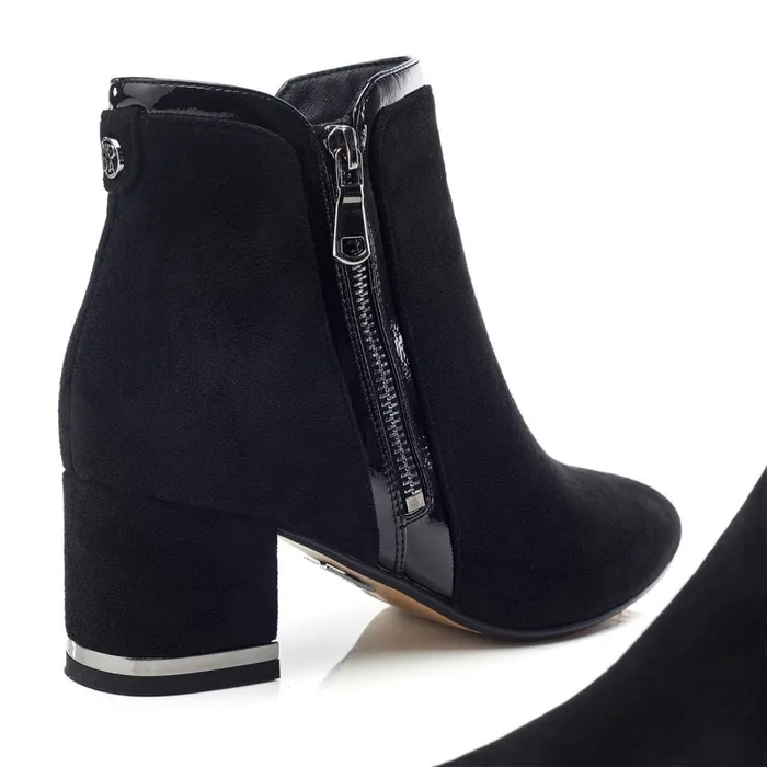 Heeled And Wedge Boots Women Moda In Pelle Peggi Black Alcantara