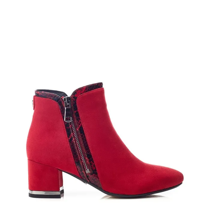 Heeled And Wedge Boots Women Moda In Pelle Peggi Red Alcantara