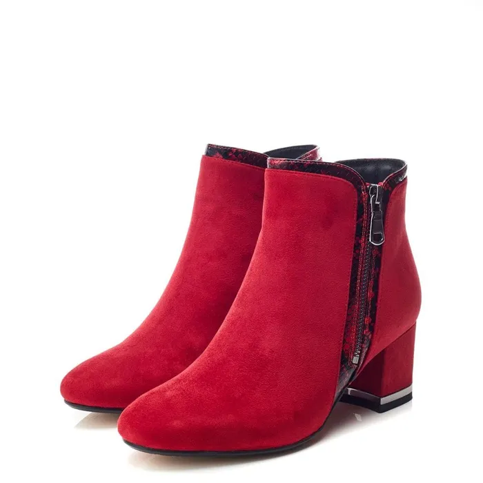 Heeled And Wedge Boots Women Moda In Pelle Peggi Red Alcantara