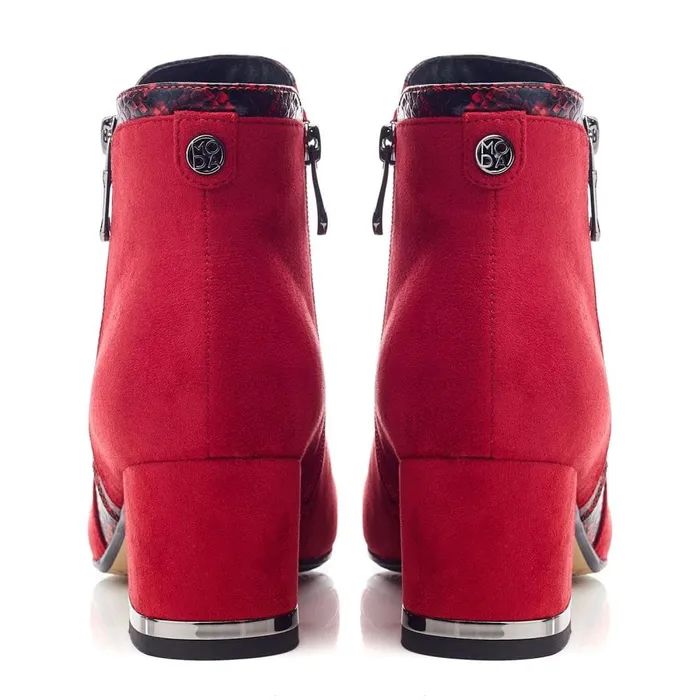 Heeled And Wedge Boots Women Moda In Pelle Peggi Red Alcantara