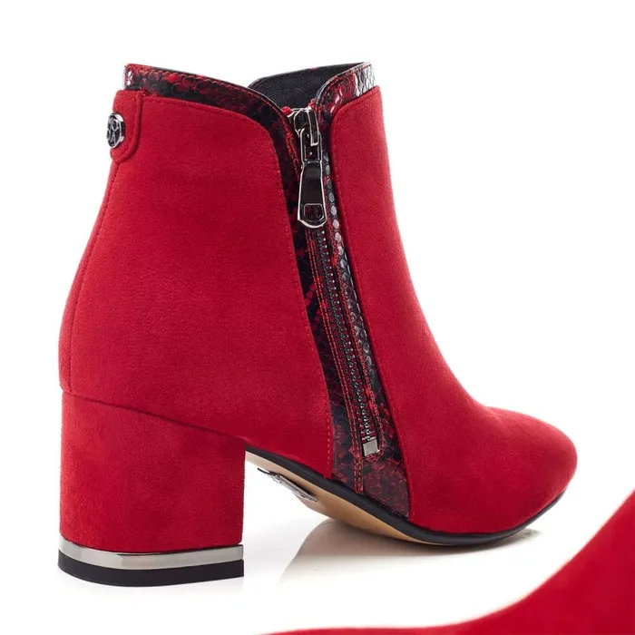 Heeled And Wedge Boots Women Moda In Pelle Peggi Red Alcantara