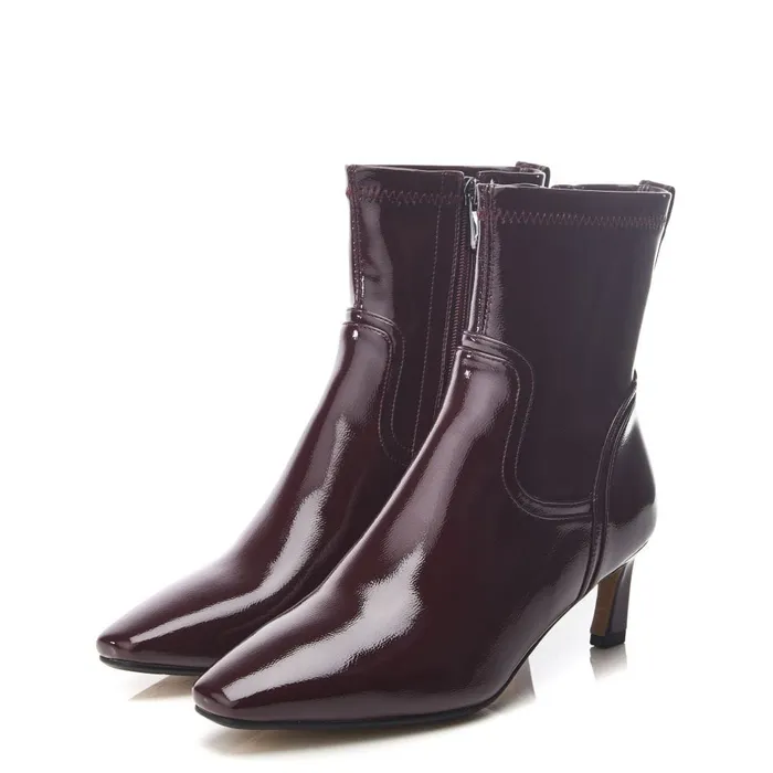 Heeled And Wedge Boots Women Moda In Pelle Petuniah Burgundy Patent