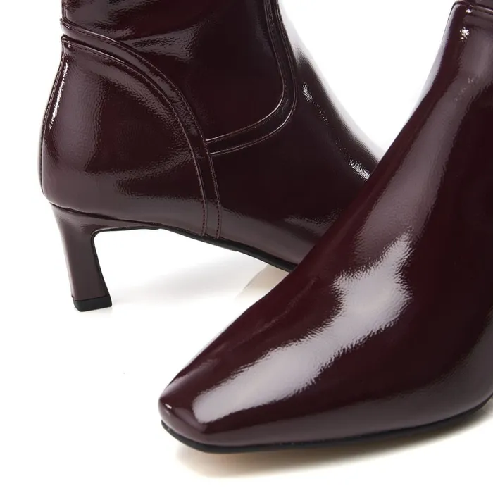 Heeled And Wedge Boots Women Moda In Pelle Petuniah Burgundy Patent