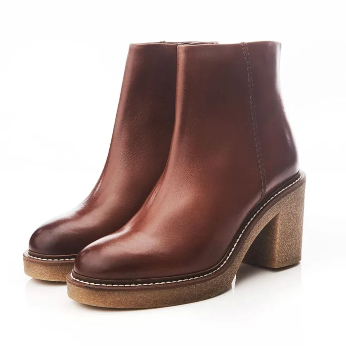 Heeled And Wedge Boots Women Moda In Pelle Sh Casero Tan Leather