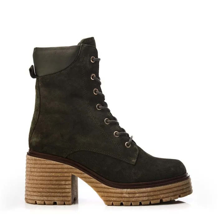 Heeled And Wedge Boots Women Moda In Pelle Shoon Sh Arenal Olive Suede