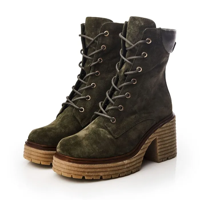 Heeled And Wedge Boots Women Moda In Pelle Shoon Sh Arenal Olive Suede