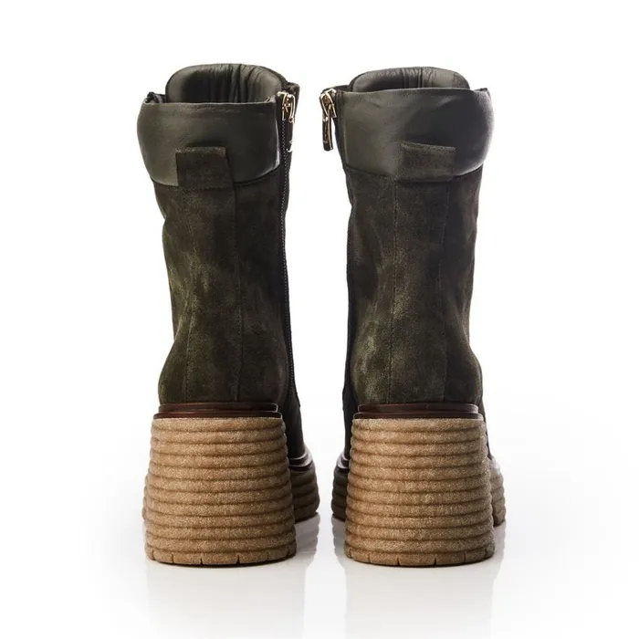 Heeled And Wedge Boots Women Moda In Pelle Shoon Sh Arenal Olive Suede