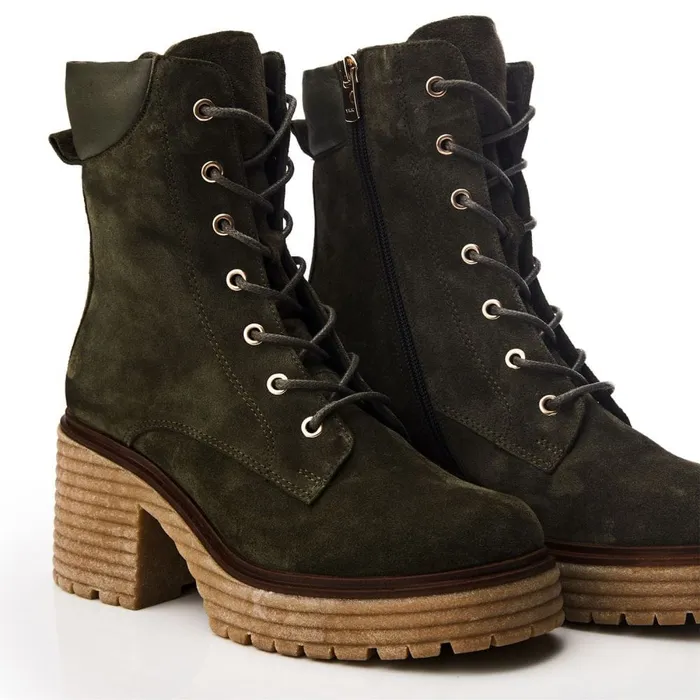 Heeled And Wedge Boots Women Moda In Pelle Shoon Sh Arenal Olive Suede