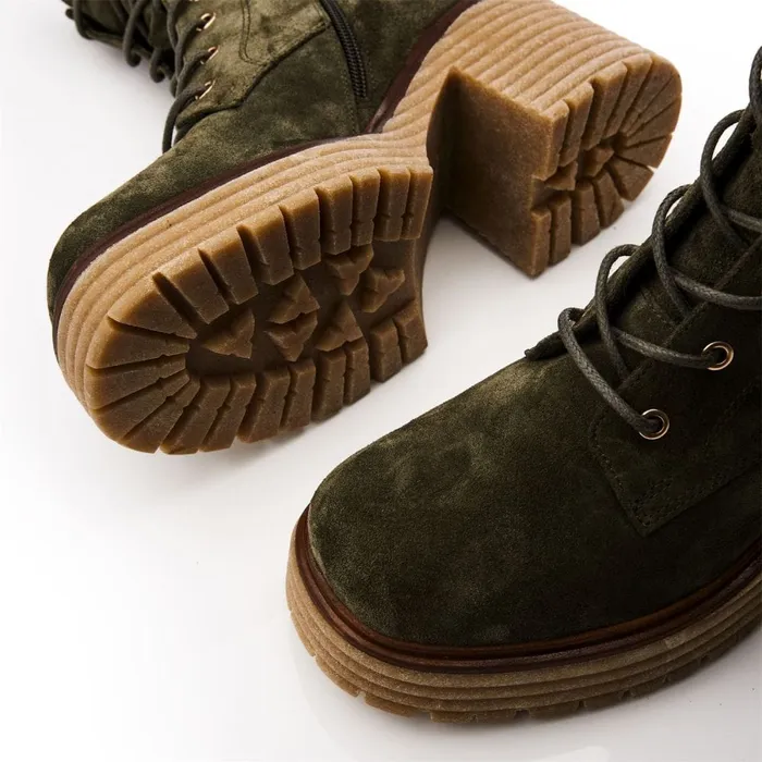 Heeled And Wedge Boots Women Moda In Pelle Shoon Sh Arenal Olive Suede