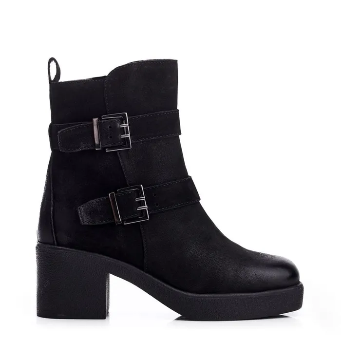 Heeled And Wedge Boots Women Moda In Pelle Shoon Sh Sagitta Black Nubuck