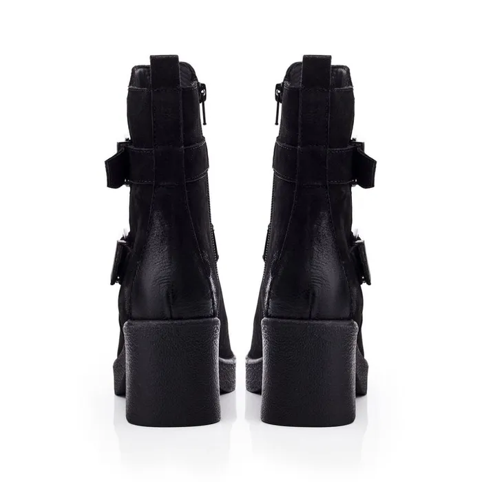 Heeled And Wedge Boots Women Moda In Pelle Shoon Sh Sagitta Black Nubuck