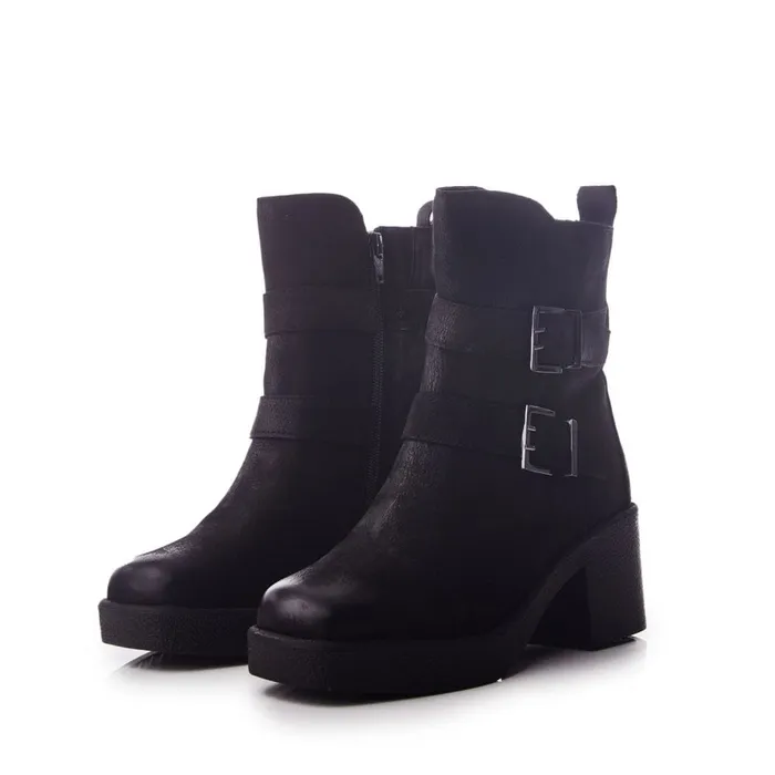 Heeled And Wedge Boots Women Moda In Pelle Shoon Sh Sagitta Black Nubuck