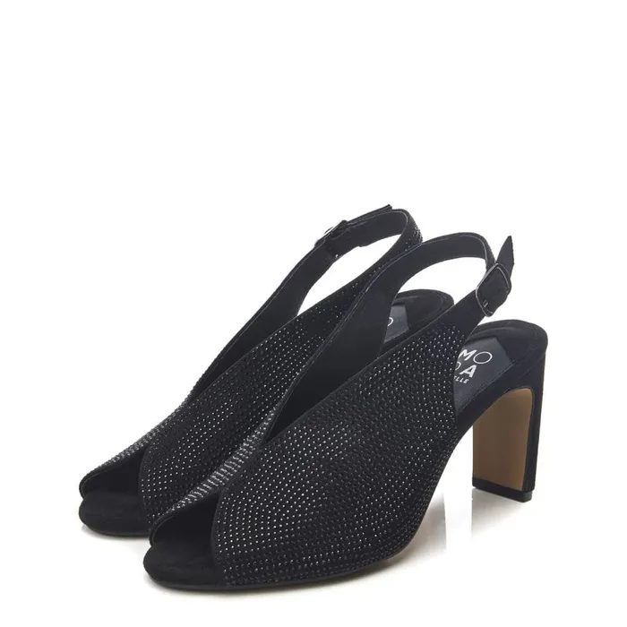 Heeled Sandals Women Moda In Pelle Christiie Black Alcantara