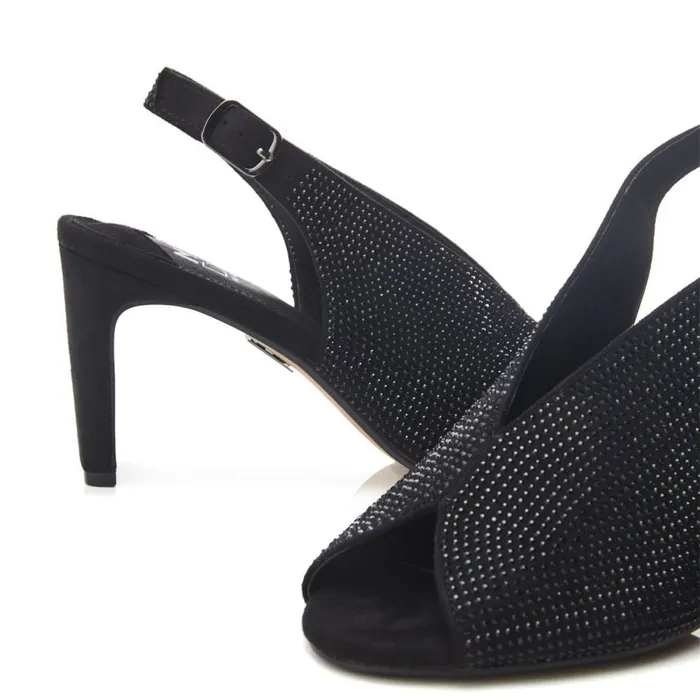 Heeled Sandals Women Moda In Pelle Christiie Black Alcantara