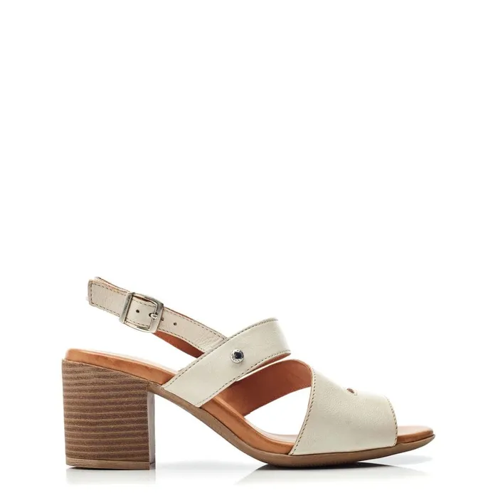 Heeled Sandals Women Moda In Pelle Laya Off White Leather