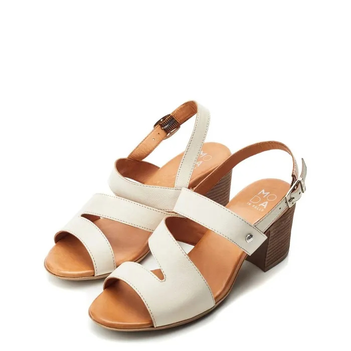 Heeled Sandals Women Moda In Pelle Laya Off White Leather