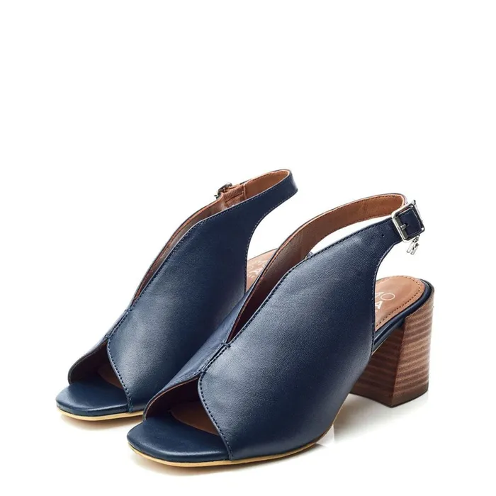 Heeled Sandals Women Moda In Pelle Lonnia Navy Leather