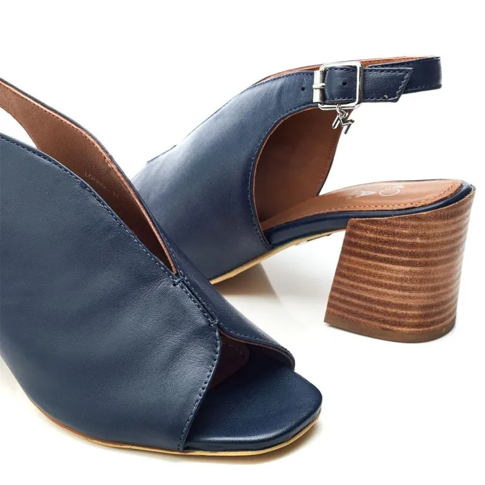 Heeled Sandals Women Moda In Pelle Lonnia Navy Leather
