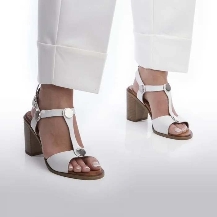 Heeled Sandals Women Moda In Pelle Lusia Off White Leather