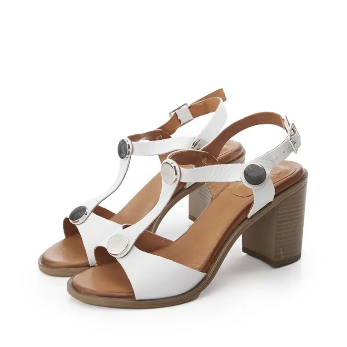 Heeled Sandals Women Moda In Pelle Lusia Off White Leather