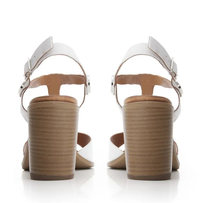 Heeled Sandals Women Moda In Pelle Lusia Off White Leather