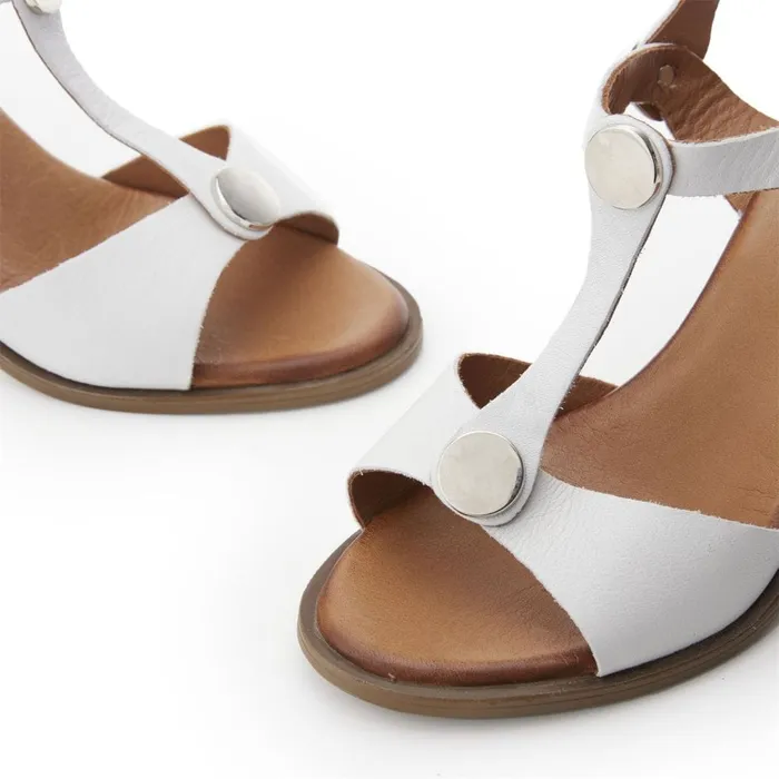 Heeled Sandals Women Moda In Pelle Lusia Off White Leather
