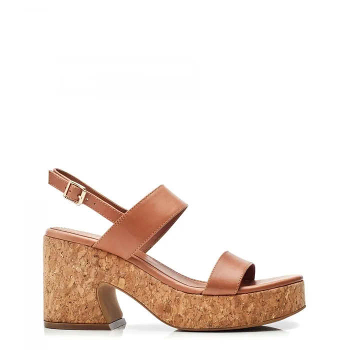 Heeled Sandals Women Moda In Pelle Mikca Tan Leather
