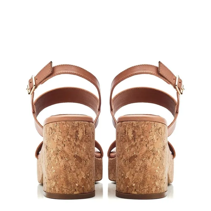 Heeled Sandals Women Moda In Pelle Mikca Tan Leather