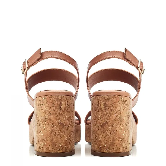 Heeled Sandals Women Moda In Pelle Mikca Tan Leather
