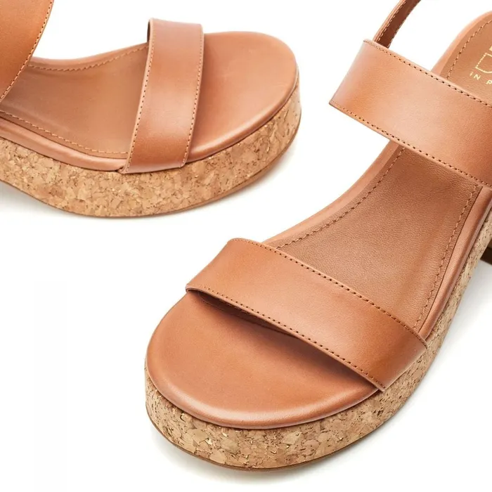 Heeled Sandals Women Moda In Pelle Mikca Tan Leather