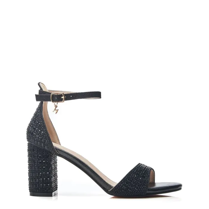Heeled Sandals Women Moda In Pelle Rubiana Black Textile
