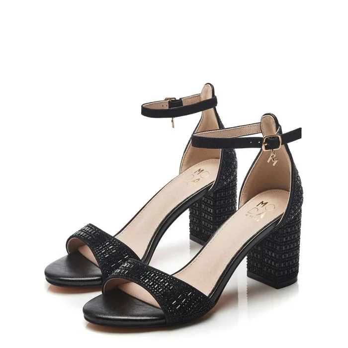 Heeled Sandals Women Moda In Pelle Rubiana Black Textile