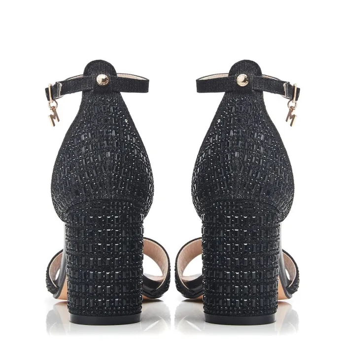 Heeled Sandals Women Moda In Pelle Rubiana Black Textile