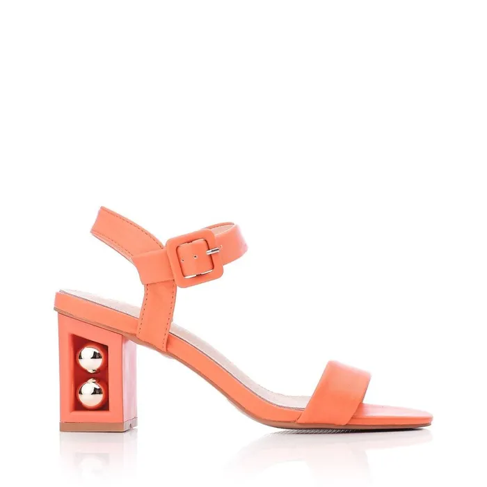 Heeled Sandals Women Moda In Pelle Sandypearl Orange Porvair