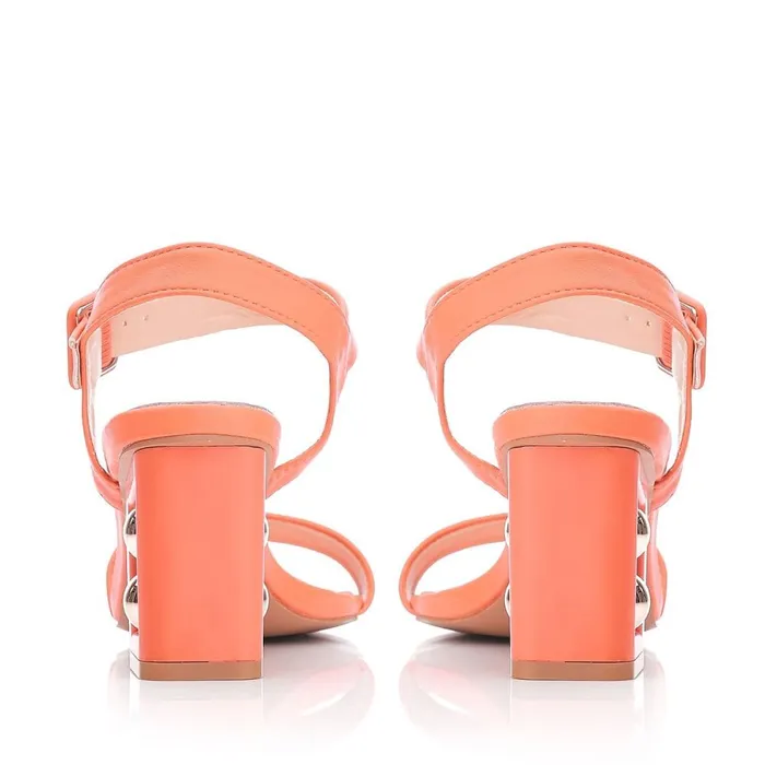 Heeled Sandals Women Moda In Pelle Sandypearl Orange Porvair