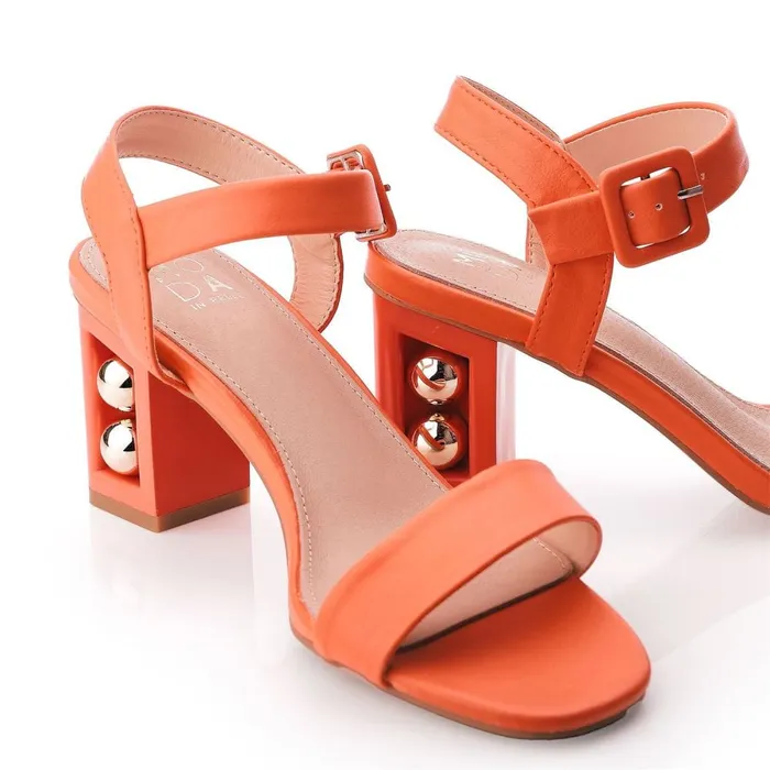 Heeled Sandals Women Moda In Pelle Sandypearl Orange Porvair