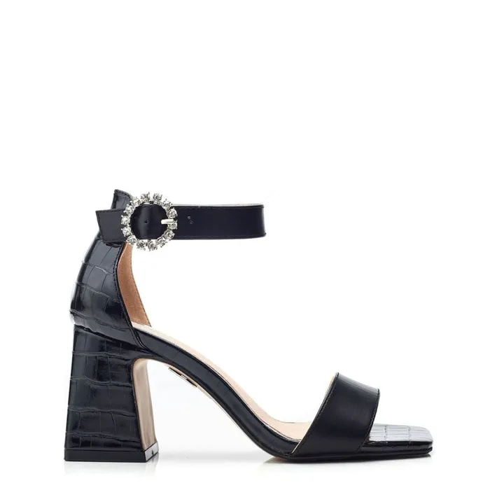 Heeled Sandals Women Moda In Pelle Scilla Black Porvair