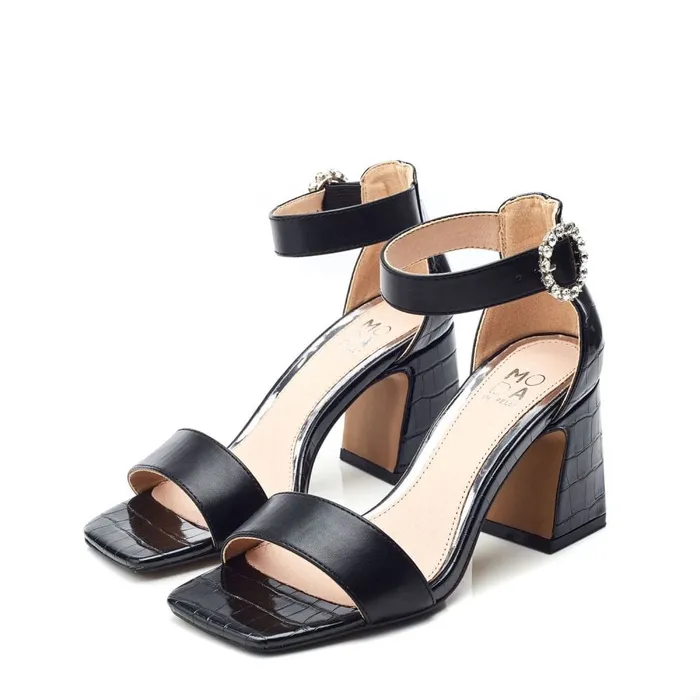 Heeled Sandals Women Moda In Pelle Scilla Black Porvair