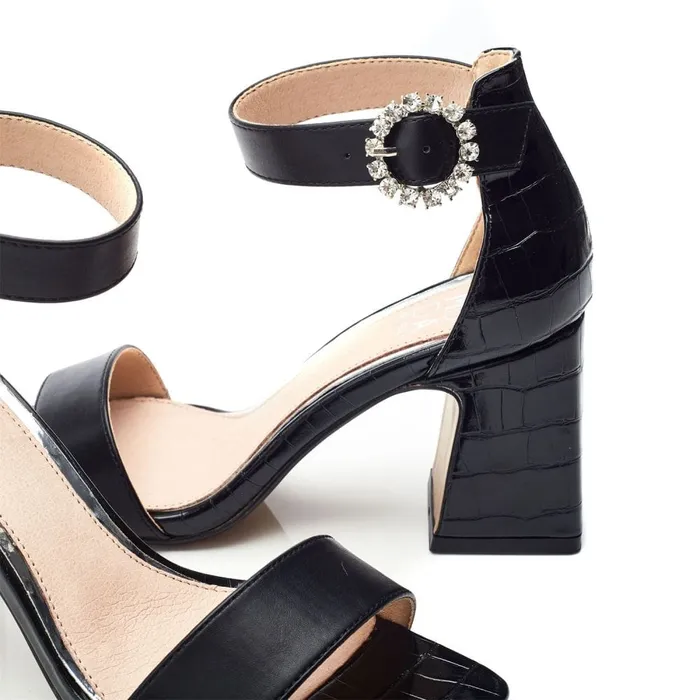 Heeled Sandals Women Moda In Pelle Scilla Black Porvair